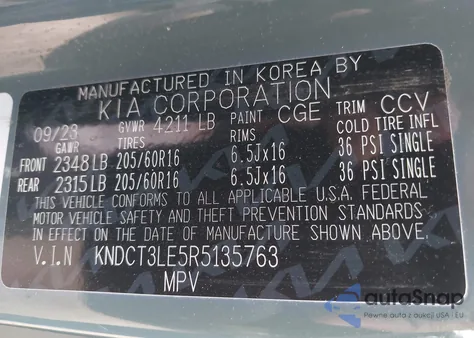 2024 Kia Niro Sx z USA, uszkodzony, nr VIN KNDCT3LE5R5135763